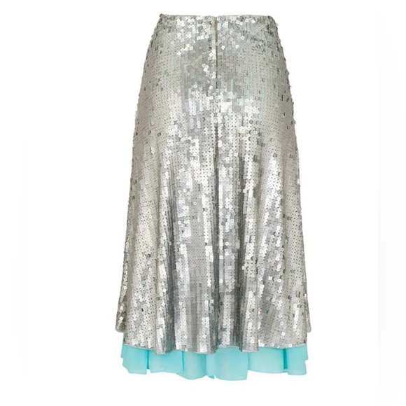 FENDI High-Waisted Midi Skirt With Sequin Embroidery - Argent - Picture 3 of 12